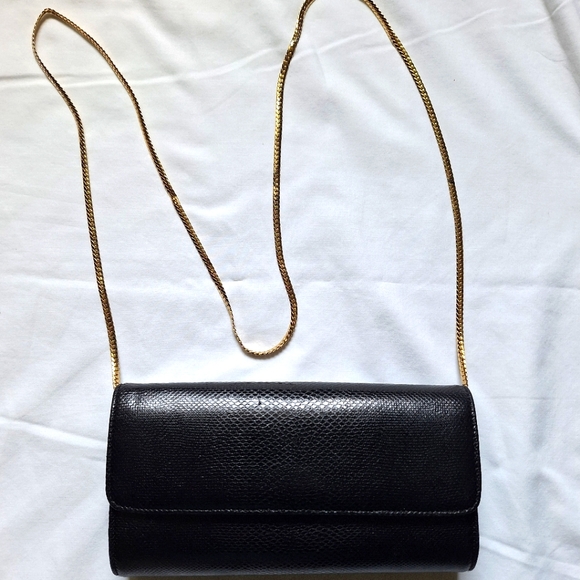 Ashneil Handbags - Ashneil Elegant Black Cobra Clutch with Gold Chain